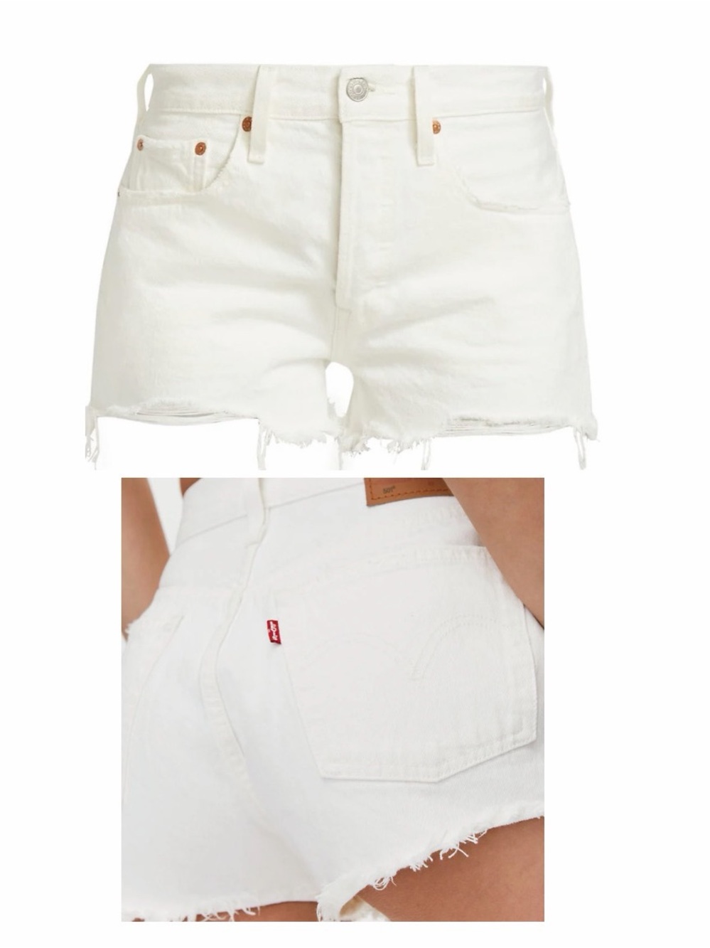 Levi’s 501 Short White Denim Distressed